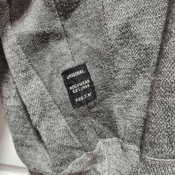 Rocawear hooded quarter button long sleeve pockets elbow patches gray Large - Picture 6 of 8